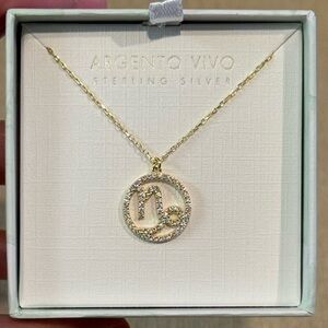 Argento Vivo Gold over Sterling Capricorn Pendant Necklace NWT